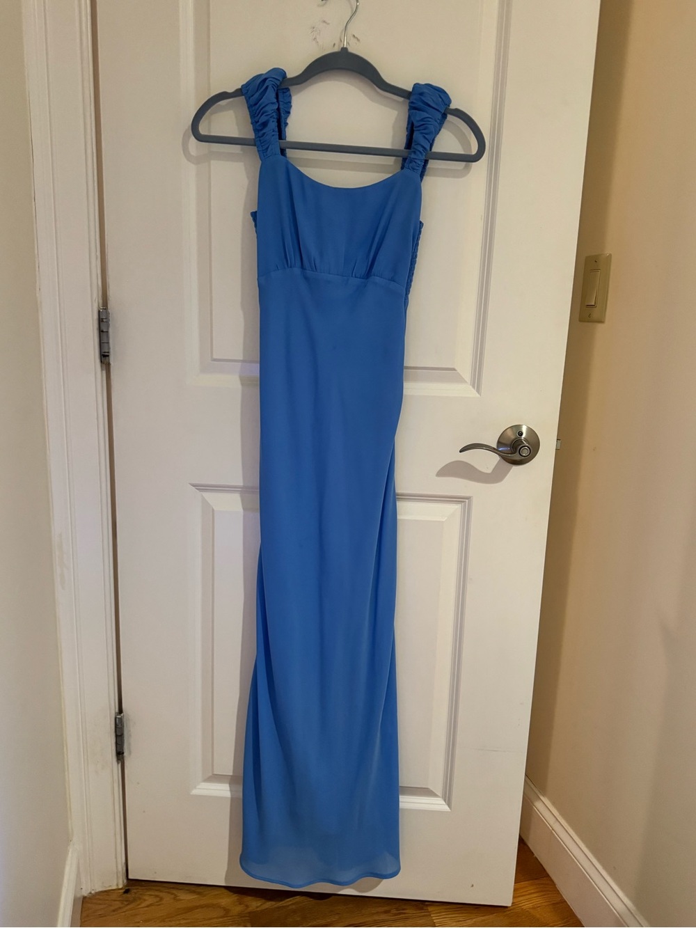 Abercrombie & Fitch Periwinkle Ruched-Strap Maxi Dress